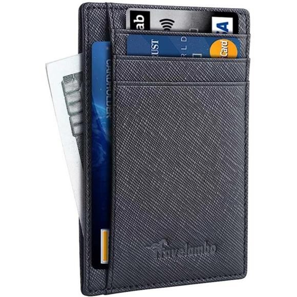 Mens Front Pocket Minimalist Leather Slim Wallet RFID Blocking Medium Size - Picture 4 of 4